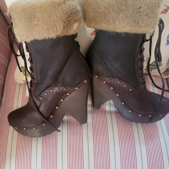 Sam Edelman Leather Real Fur Country Boots Sz 7.5 - Picture 3 of 5
